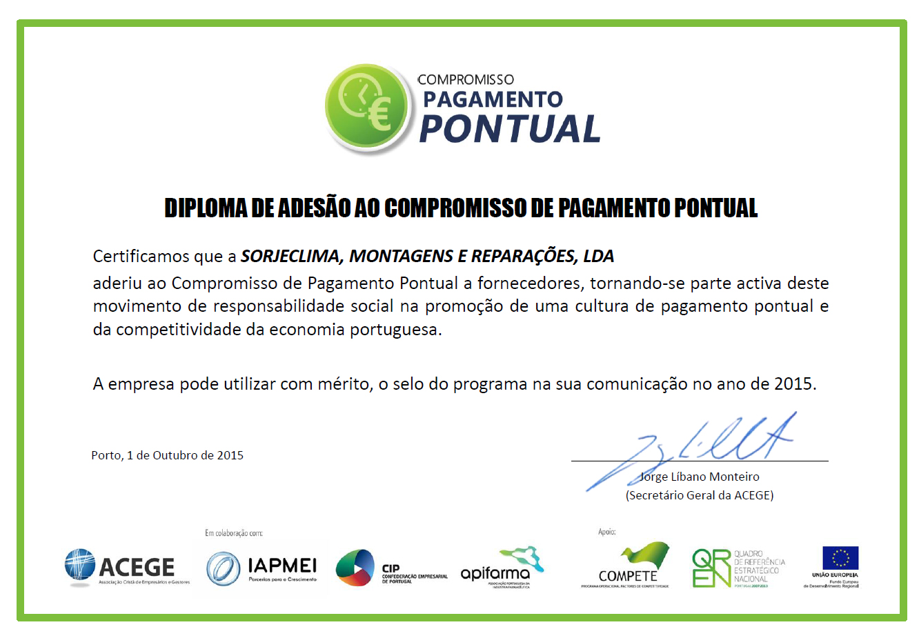 pagamento pontual